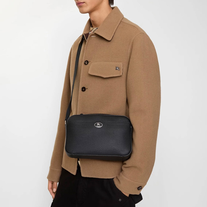 burberry ekd emblem grainy leather crossbody bag